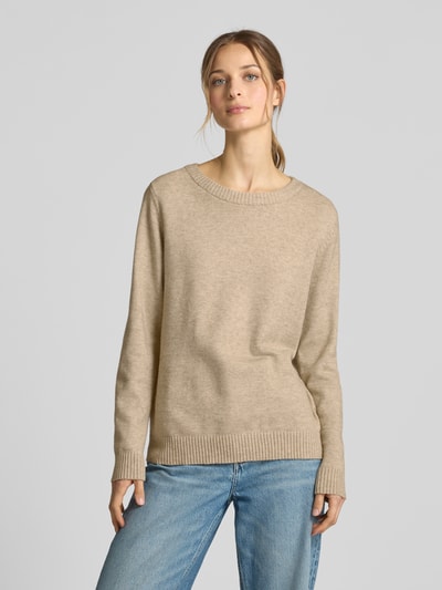 Vila Sweter z dzianiny z okrągłym dekoltem model ‘Viril’ Złamany biały 4