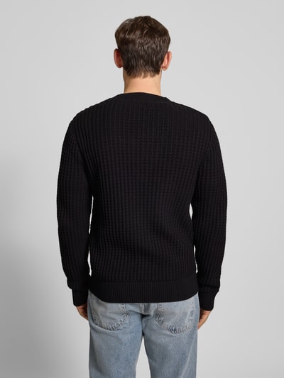 SELECTED HOMME Regular fit gebreid jack van puur katoen, model 'TOM' Zwart - 5