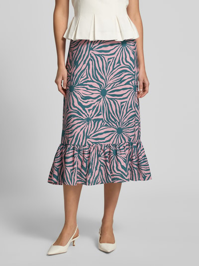Christian Berg Woman Midirock aus Viskose-Mix mit floralem Allover-Print Altrosa 4