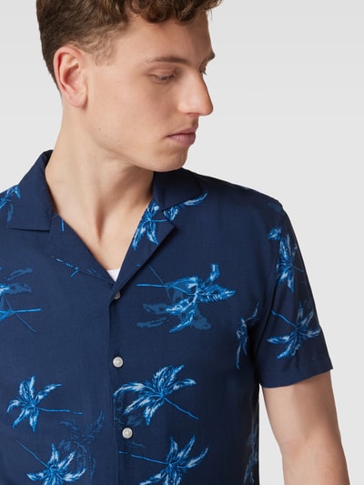 Blend Vrijetijdsoverhemd met motiefprint, model 'BIG PALM' Marineblauw - 3