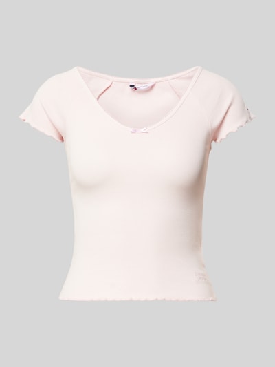 Tommy Jeans T-Shirt mit tiefem U-Ausschnitt Rosa 1