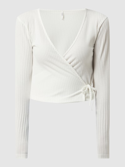 Only Kort shirt met vetersluiting, model 'Emma' Offwhite - 2