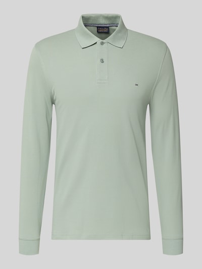 Christian Berg Men Poloshirt met labelstitching  Rietgroen - 2