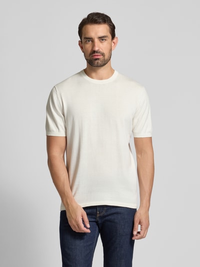 Christian Berg Men T-Shirt mit geripptem Rundhalsausschnitt Offwhite 4