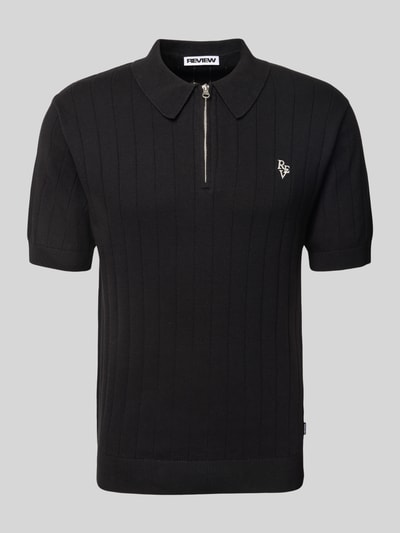 REVIEW Slim fit poloshirt met labelstitching Zwart - 2