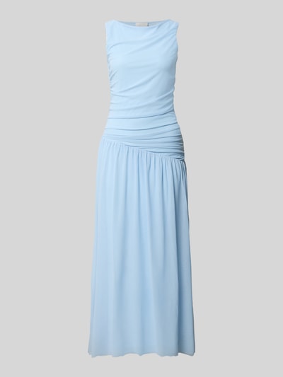 Produktfoto, Abendkleid mit Drapierungen Modell 'Cludine' von Neo Noir in Hellblau, Maxikleid Figurbetont, Material-Mix mit Stretch-Anteil