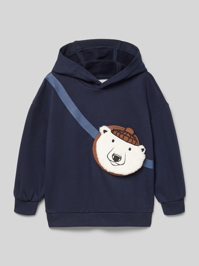 s.Oliver RED LABEL Bluza o kroju oversized fit z kapturem i kieszenią zapinaną na zamek błyskawiczny Granatowy 1