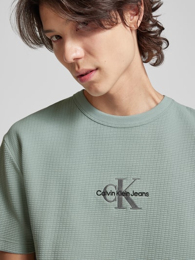 Calvin Klein Jeans T-shirt z okrągłym dekoltem Kamienny 3