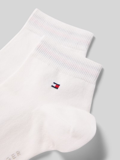 Produktfoto, Sneaker-Sokken uit katoenmix in Set van 2, Model '2ER QUARTER' van Tommy Hilfiger, wit met geribde band en labeldetail