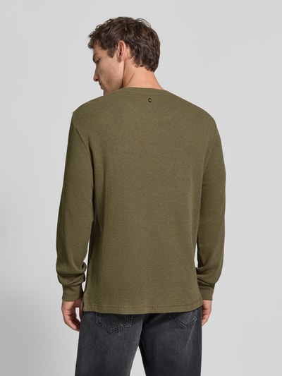 PME Legend Regular Fit Langarmshirt aus Baumwolle mit Waffelstruktur Oliv 5