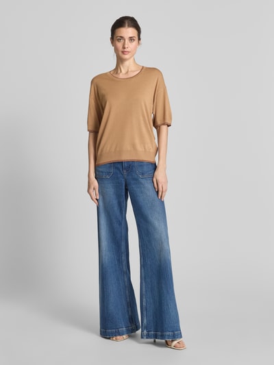 Liu Jo White Gebreide pullover met ronde hals Middenbruin - 1