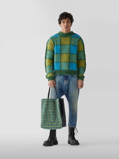 Marni Shopper mit Besatz aus Teddyfell Grün 1