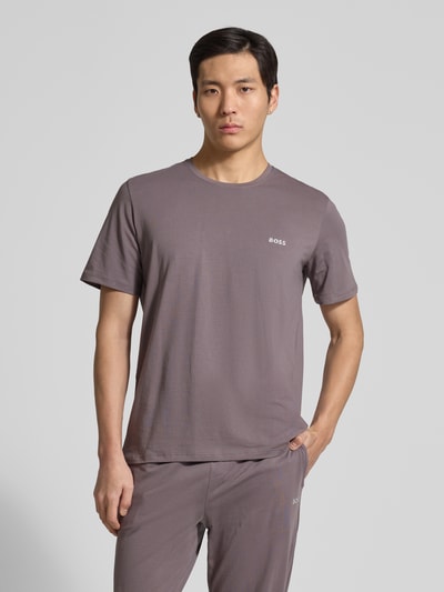 BOSS regular fit T-shirt van katoenmix Taupe - 4