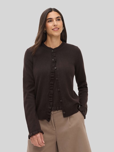 Brax Slim Fit Strickjacke aus Schurwoll-Kaschmir-Mix Modell 'ANN' Dunkelbraun 4