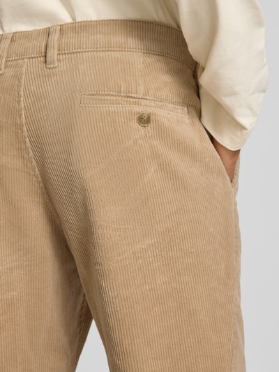 Christian Berg Men Straight fit corduroy broek met Franse steekzakken Zand - 3