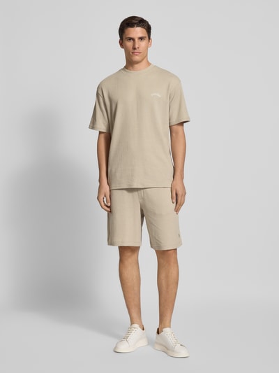 WOODBIRD Straight leg korte broek met structuurmotief, model 'Ben' Taupe - 1