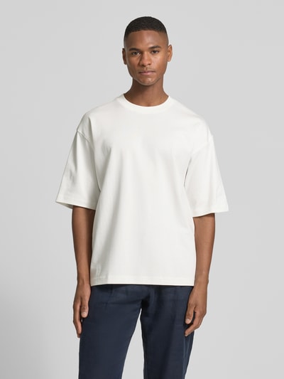 JAKE*S STUDIO MEN T-Shirt aus Bio-Baumwolle mit geripptem Rundhalsausschnitt Offwhite 4