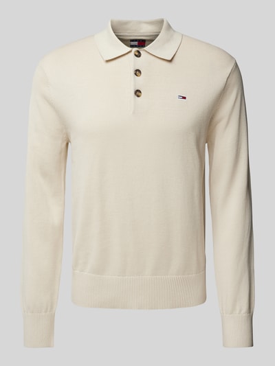 Tommy Jeans Slim Fit Strickpullover mit Logo-Stitching Beige 2