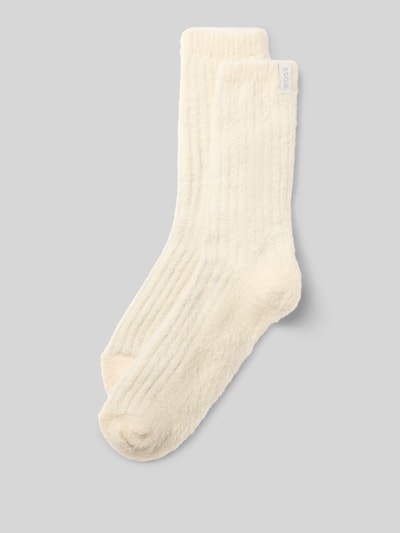 Produktfoto, Socken mit Label-Detail von BOSS in Cremeweiß mit fein gerippter Struktur, Damen Socken von BOSS
