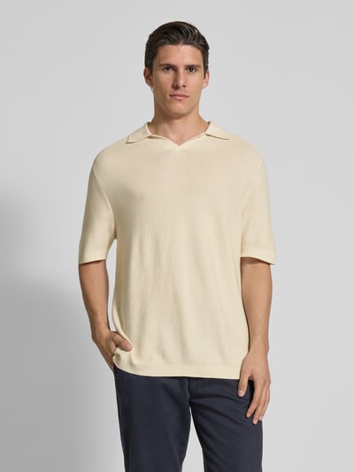 Tiger Of Sweden Relaxed fit poloshirt met V-hals, model 'Eoin' Ecru - 4