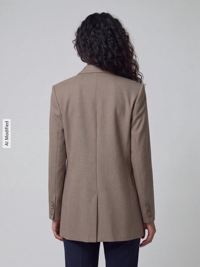 Selected relaxed fit lange blazer met viscose, model 'RITA' Camel - 5