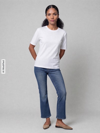 MAC Bootcut-Jeans aus Baumwoll-Mix in 7/8-Länge Dunkelblau 1