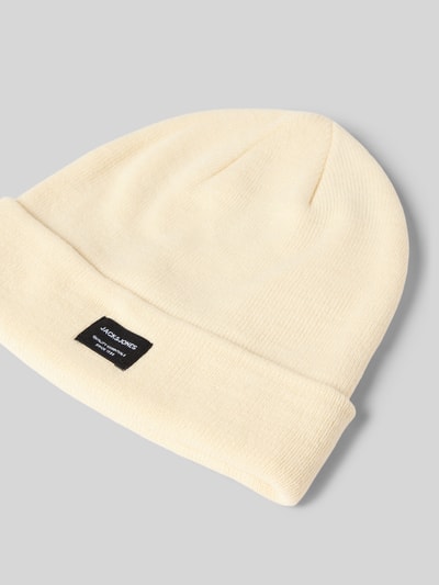 Jack & Jones Czapka beanie z detalem z logo Złamany biały 2
