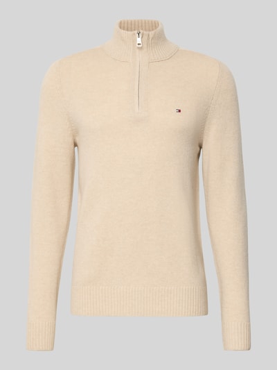 Tommy Hilfiger Regular Fit Troyer aus reiner Wolle Offwhite 2