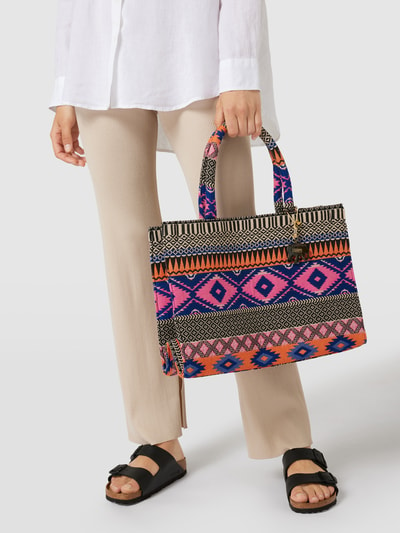 ANOKHI Shopper met all-over motief Koningsblauw - 1