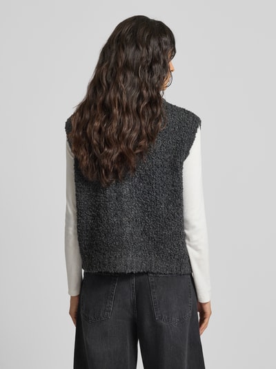 VILLA SOPHIE Loose fit mouwloos vest met mohair, model 'VIOLA' Antraciet - 5