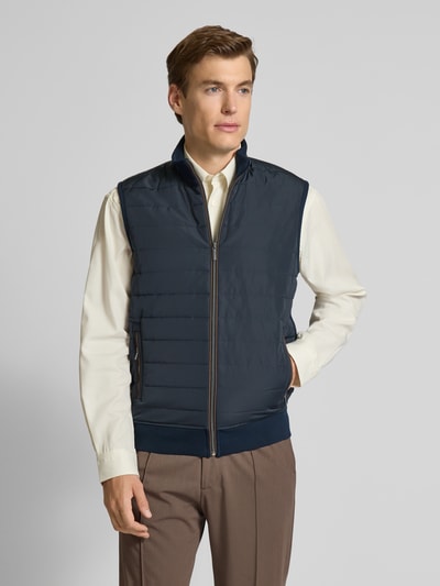 bugatti Regular Fit Weste aus Baumwoll-Mix in Stepp-Optik Marine 4