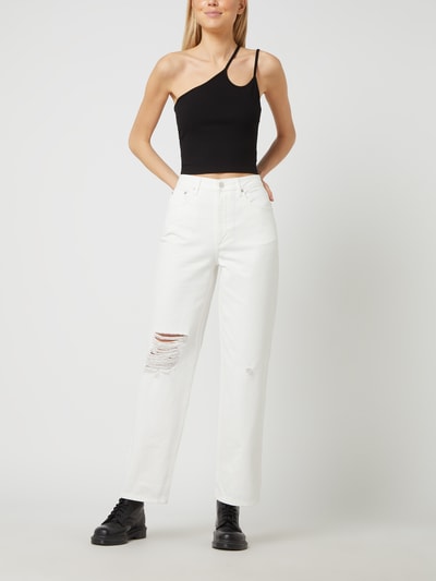 NA-KD Wide leg high waist jeans van katoen Offwhite - 1