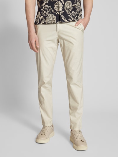 g1920 Spodnie o kroju slim fit w jednolitym kolorze model ‘TAIKAN’ Piaskowy 4
