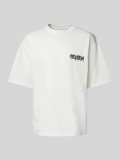 REVIEW T-shirt o kroju oversized z nadrukiem z logo Złamany biały 2