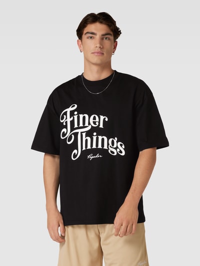 Pegador T-shirt o kroju oversized z nadrukiem z logo Czarny 4