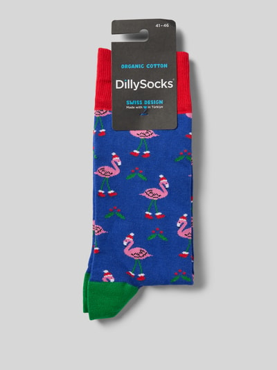 DillySocks Socken mit Motiv-Stitching Modell 'Flamingo' Royal 3