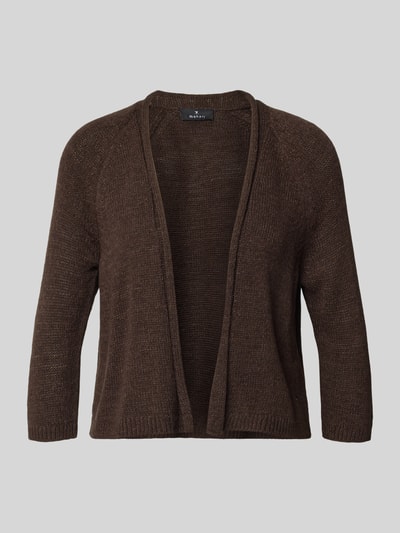 Produktfoto, Regular Fit Cardigan in Strick-Optik von monari, braun, 3/4-Arm, Rollsaum, weiche Textur, Rückenlänge 52 cm, Ärmellänge 28 cm, Größe 36
