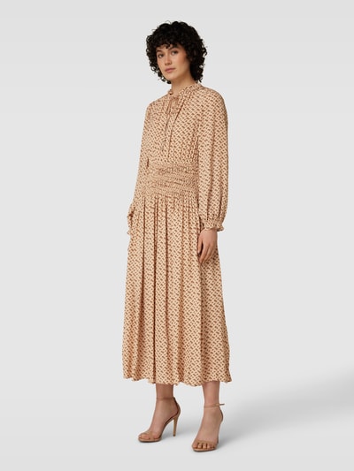 BOSS Black Women Midi-jurk met all-over motief, model 'Dasota' Camel - 1