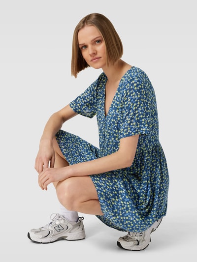 Jake*s Casual Minikleid mit Allover-Muster aus Viskose Blau 3