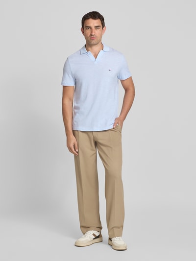 Tommy Hilfiger Regular Fit Poloshirt aus reiner Baumwolle Hellblau Melange 1