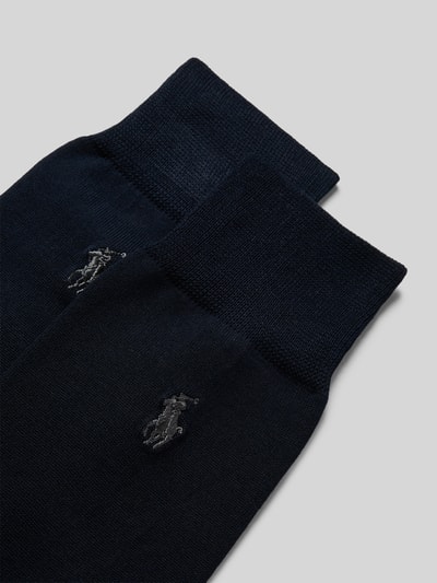 Produktfoto, Sokken im Set van 2 van Polo Ralph Lauren, katoenmix met stretch, elastische band, versterkte zones, geborduurd logo, donkerblauw.