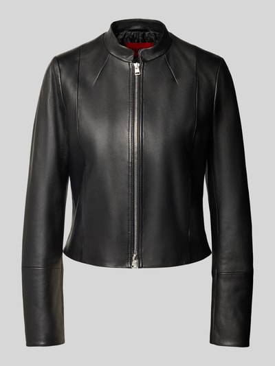 HUGO Lederjacke mit Ziernähten Modell 'Lasari' Black 2