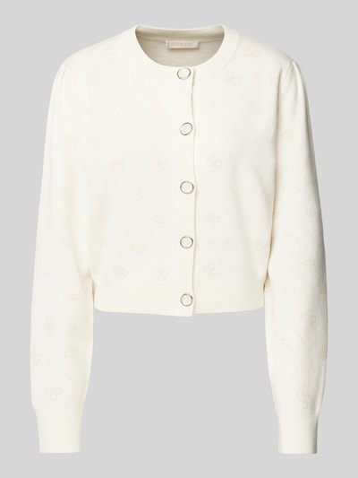 Guess Strickjacke mit gerippten Abschlüssen Modell 'SARAH' Offwhite 2