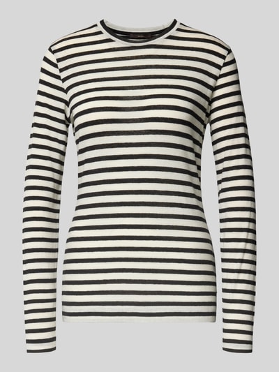 Windsor Shirt met lange mouwen en geribde ronde hals Zwart - 2