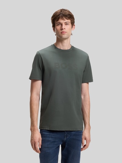 BOSS Orange Regular Fit T-Shirt aus reiner Baumwolle Modell 'Te_Logo' Khaki 4
