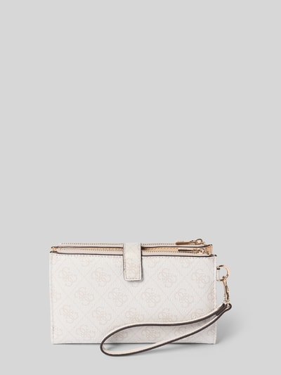 Produktfoto, Portemonnaie in Leder-Optik Modell 'LAUREL' von GUESS, helles Beige, Logo-Detail, Reißverschluss- und Steckfächer, Damen Accessoire