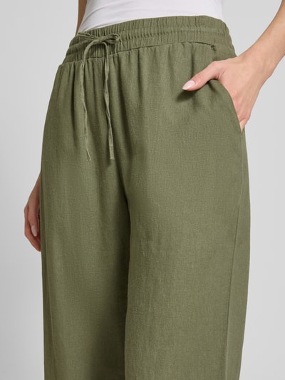 FREE/QUENT Wide Leg Leinenculotte mit Tunnelzug Modell 'Lava' Oliv 3