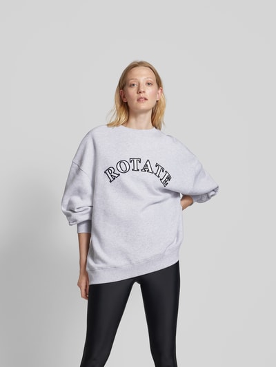 ROTATE Oversized Sweatshirt mit Label-Stitching Hellgrau 4