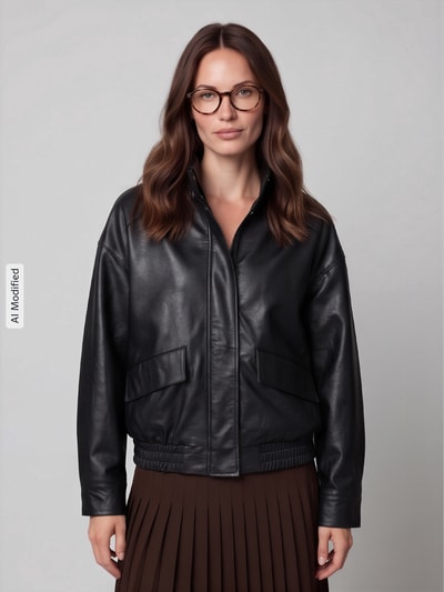 ONLY Kurtka z imitacji skóry o luźnym kroju ze stójką model 'JULIA' Czarny 4