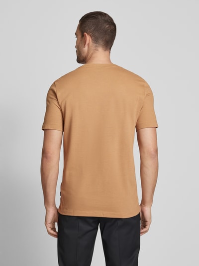 BOSS T-shirt met geribde ronde hals, model 'TIBURT' Beige - 5